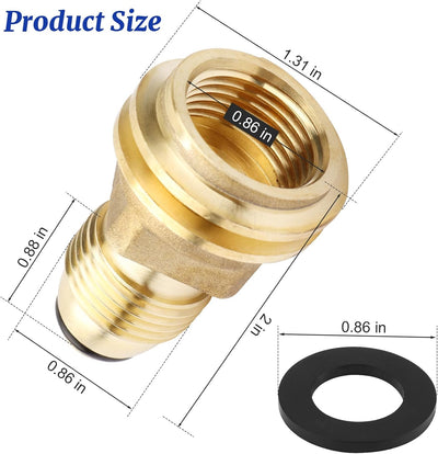 Adaptador propano latón válvula POL a manguera QCC1 tipo 1 2 pzas