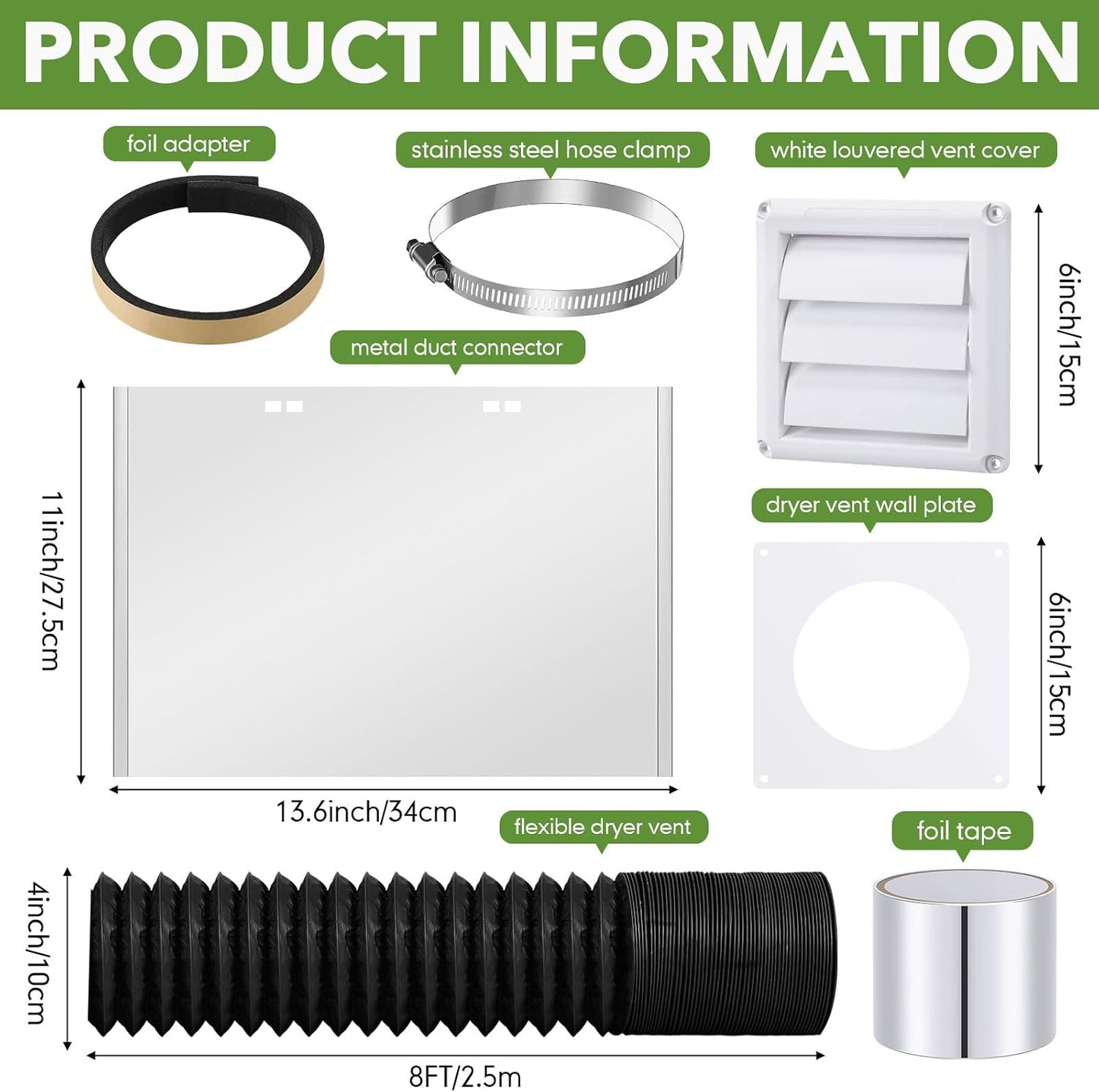 Kit ventilación secadora 4pulg conector manguera negro