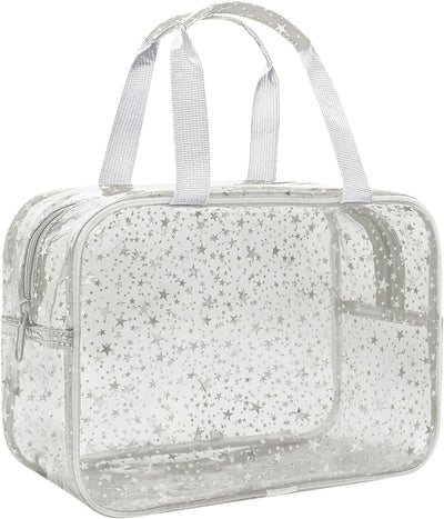 Bolsa maquillaje PVC con asa 12x5x8 pulg estrella