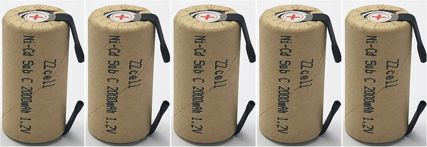 5 Baterías Sub C Recargables Nicd 1.2V 2000mAh