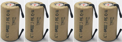 5 Baterías Sub C Recargables Nicd 1.2V 2000mAh