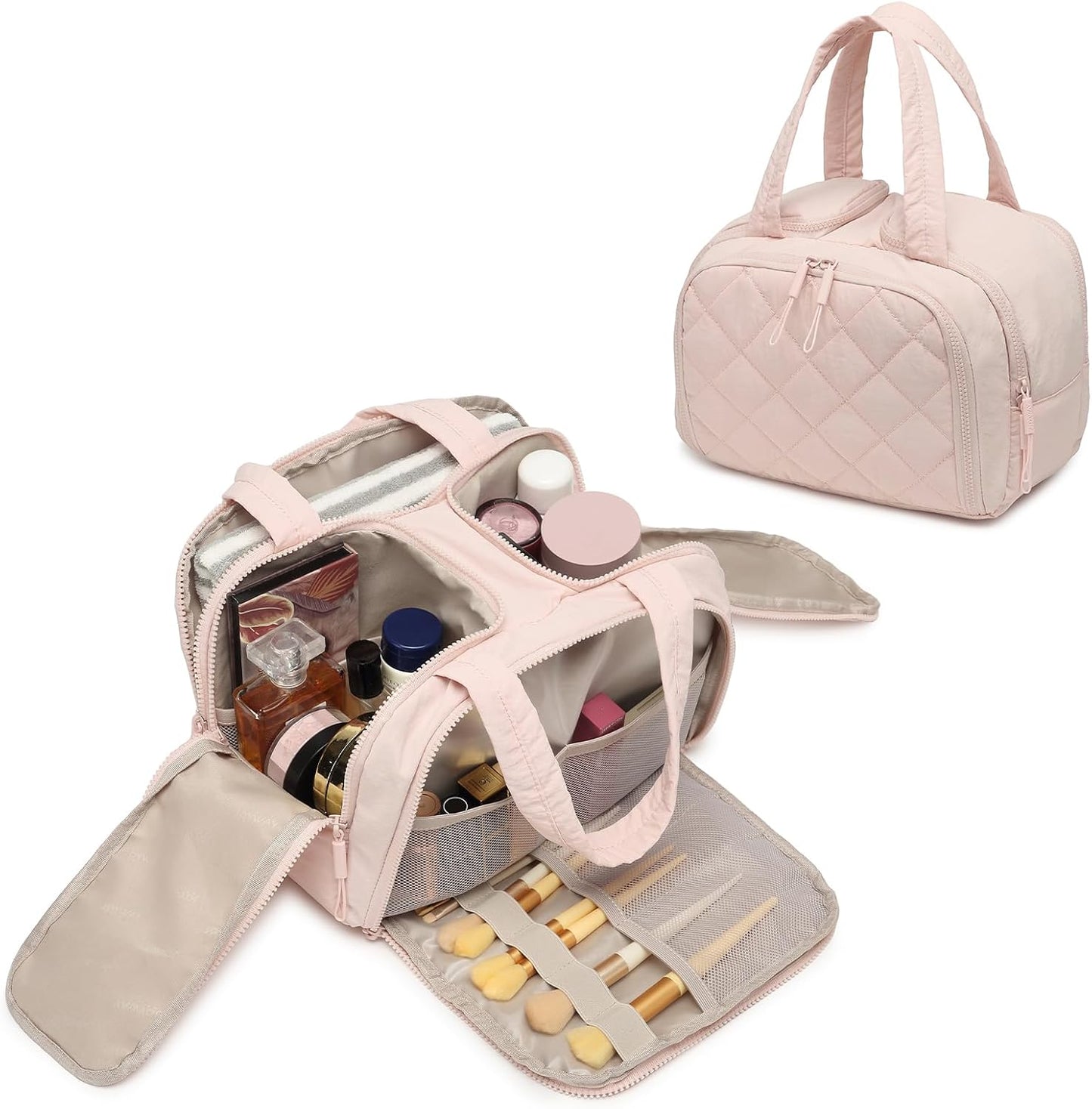Bolsa maquillaje viaje con compartimentos PVC y malla 10x15cm