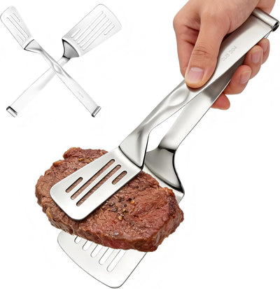 Pinzas de espátula de acero inoxidable 304 2 en 1 para cocina profesional