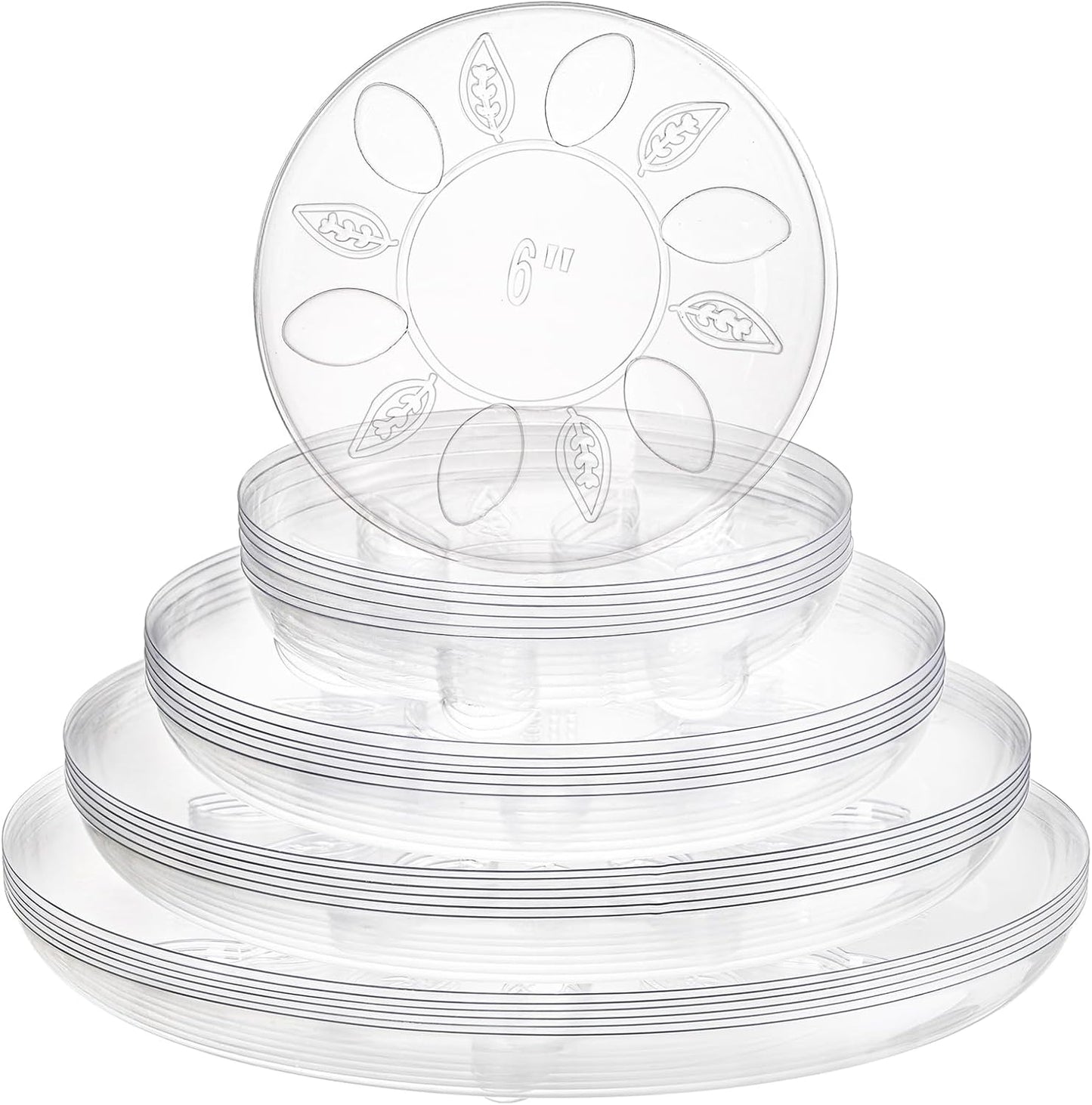 24 Platillos Transparentes para Plantas 6/8/10/12pulg Redondas