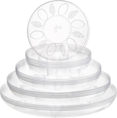 24 Platillos Transparentes para Plantas 6/8/10/12pulg Redondas
