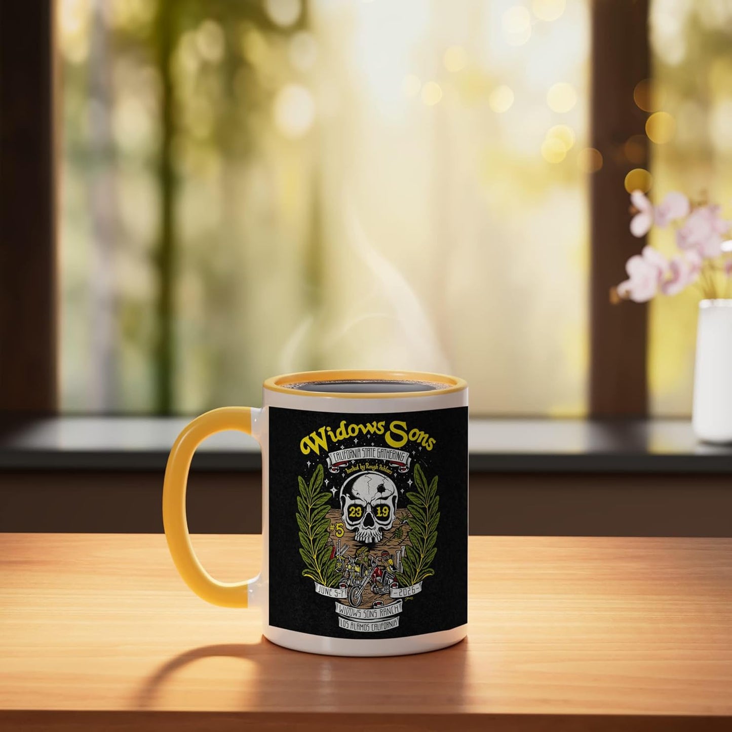 Taza cerámica State Gathering 2026 amarillo/blanco