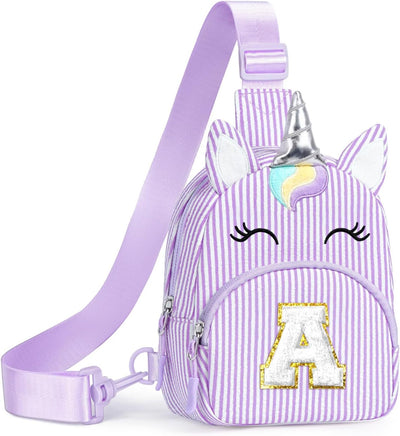 Bolsa cruzada unicornio para niña regalo personalizado morado