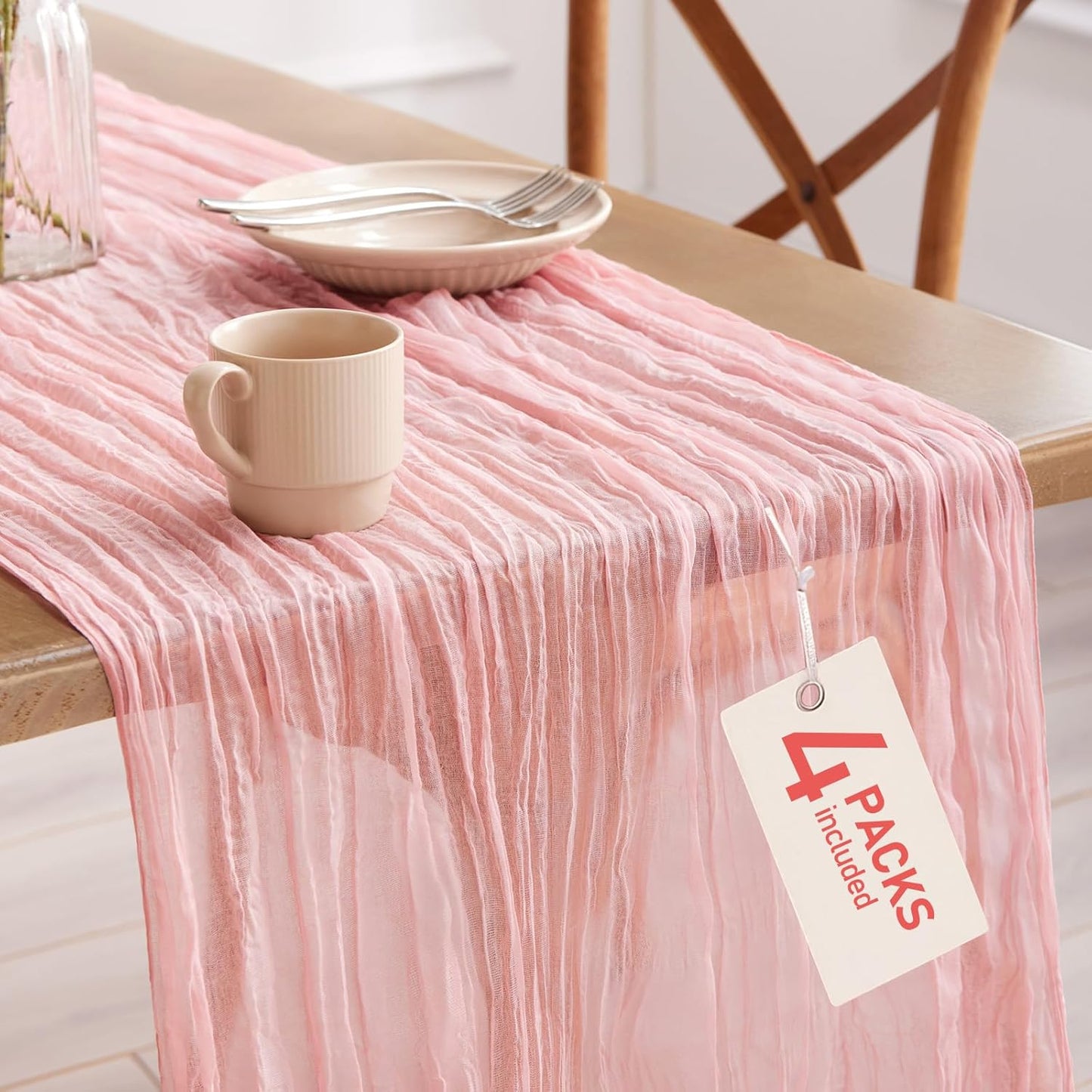 Paquete de 4 paños de queso decoración bohemia rosa polvoriento