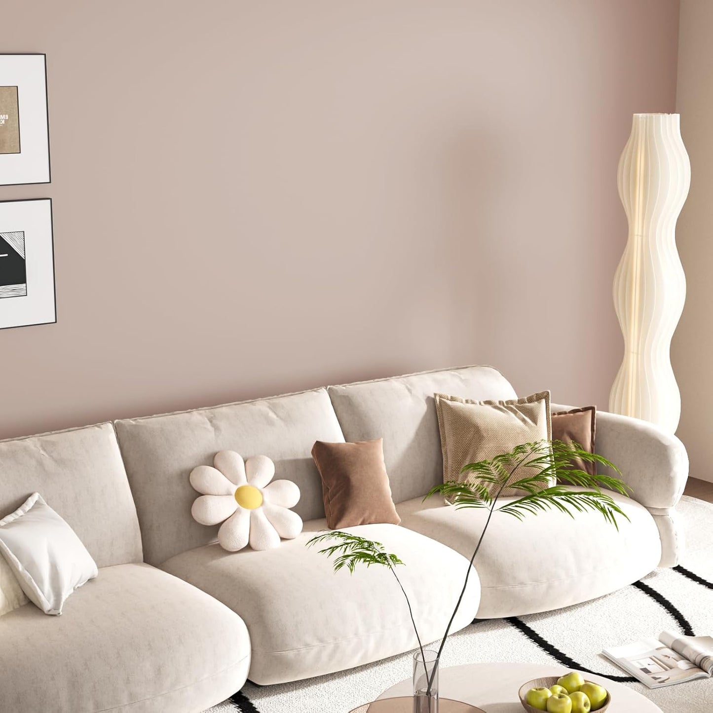Papel Tapiz Beige Autoadhesivo Extraíble para Armarios 15.7x118pulg