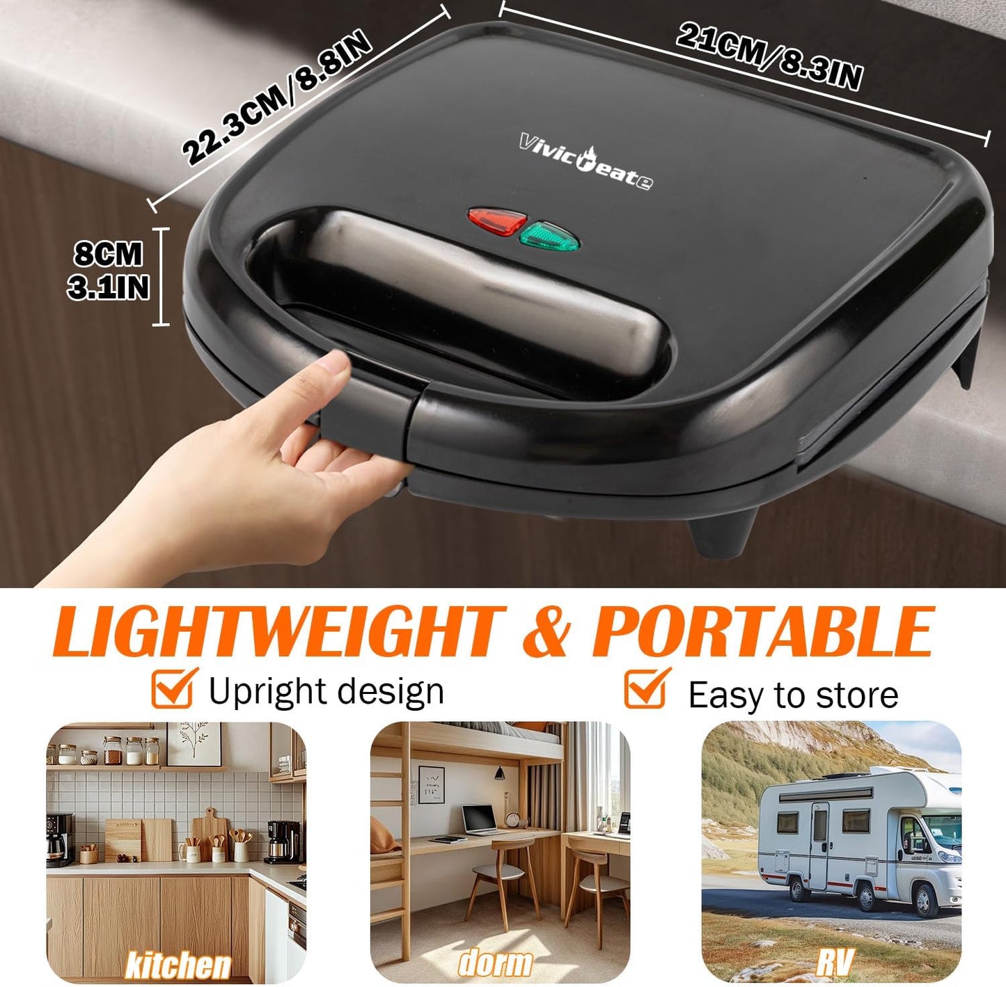 Sandwichera eléctrica y prensa de panini para cocina negro