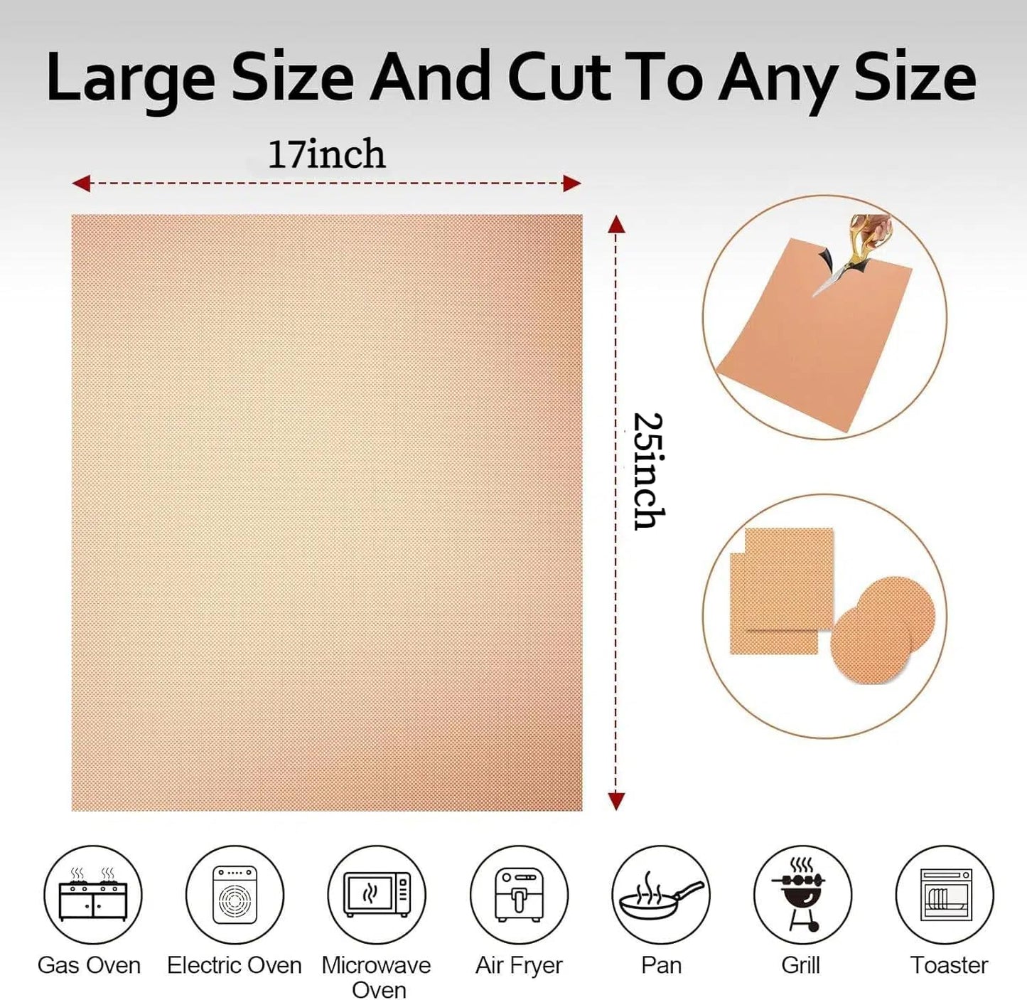 Forros de horno de cobre grueso XL paquete de 3 alfombrillas antiadherentes 17 x 25 pulgadas sin BPA y PFOA