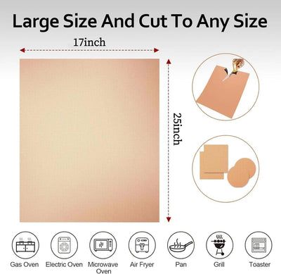 Forros de horno de cobre grueso XL paquete de 3 alfombrillas antiadherentes 17 x 25 pulgadas sin BPA y PFOA