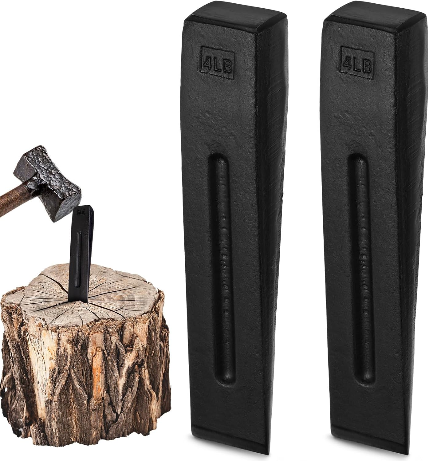 2 Pzas Cuña Manual Acero Forjado División Madera 4lb