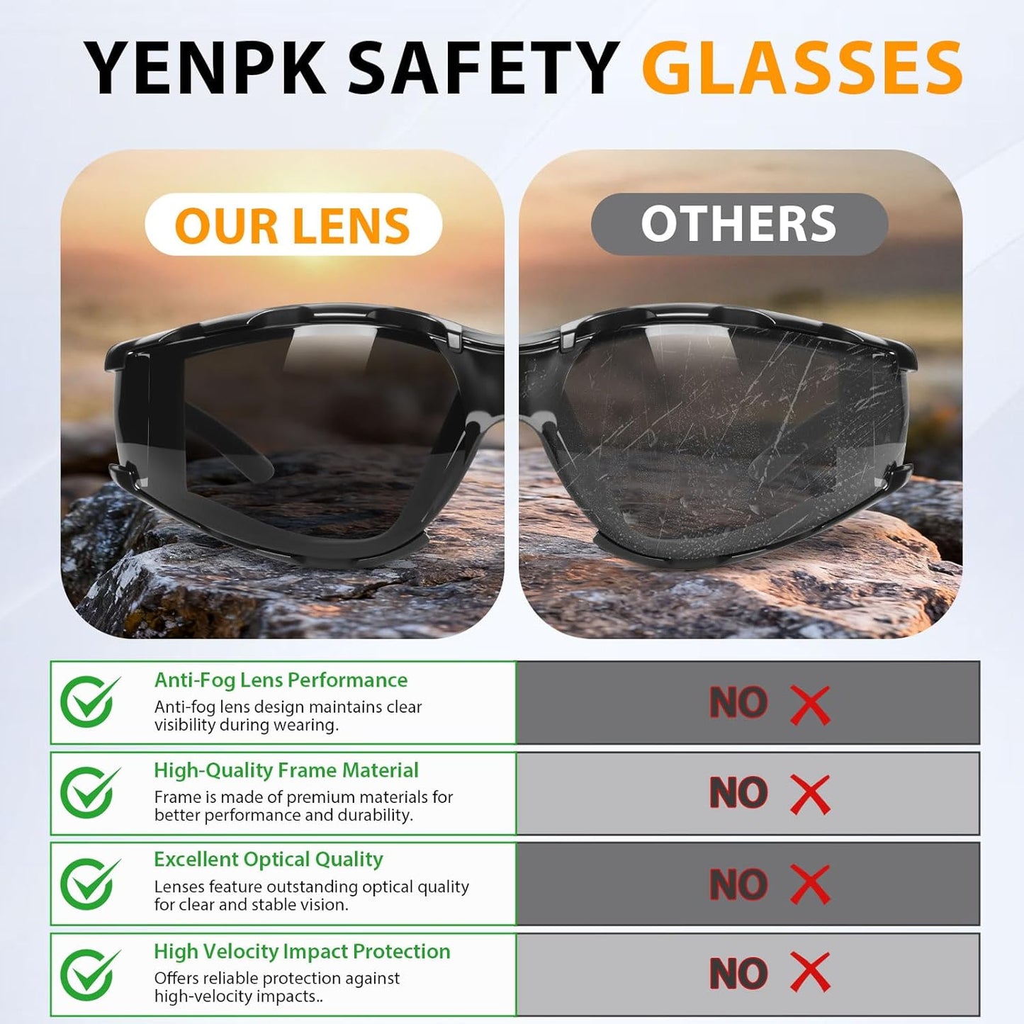 Gafas seguridad antiempañantes certificadas ANSI Z87.1 UV400