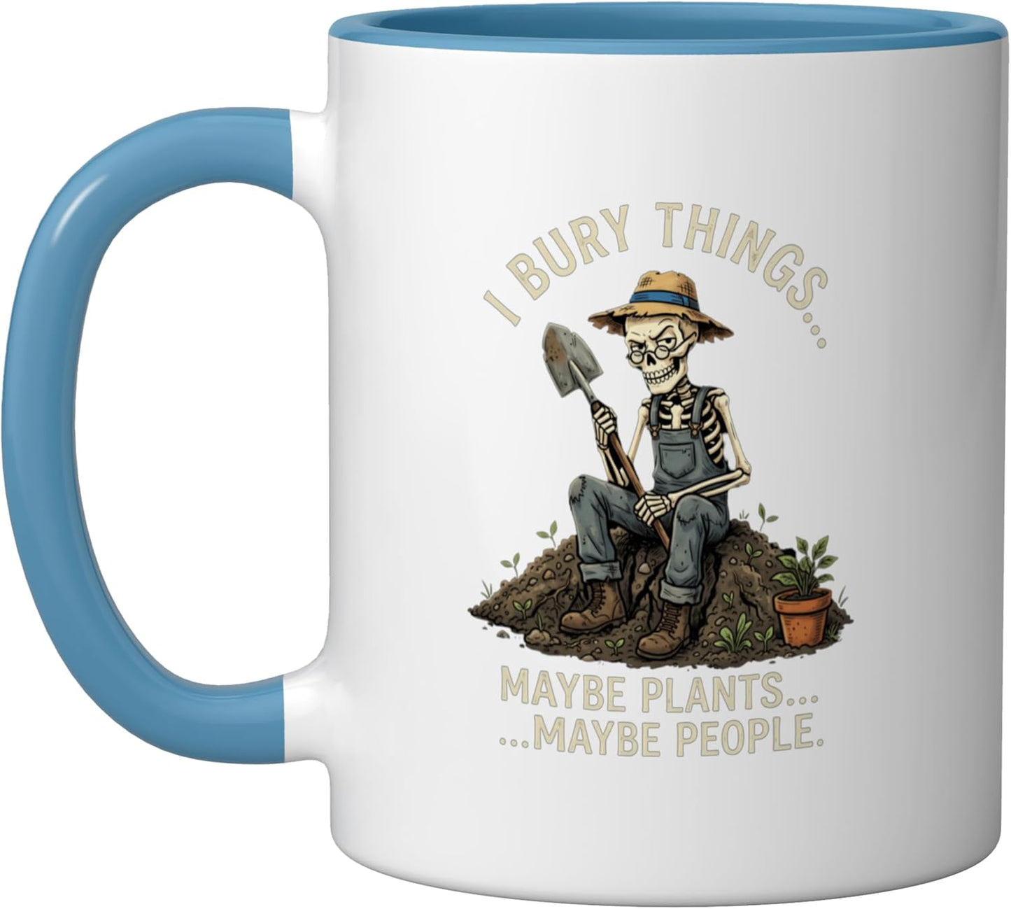 Taza Cerámica Esqueleto Humorístico Azul/Blanco