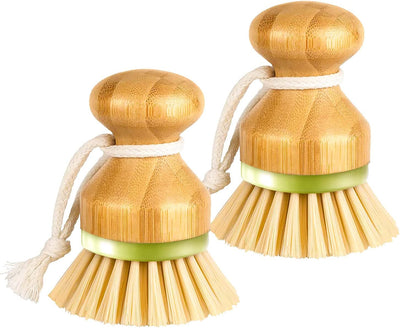 Cepillo bambú para platos sartenes fregadero pack 2