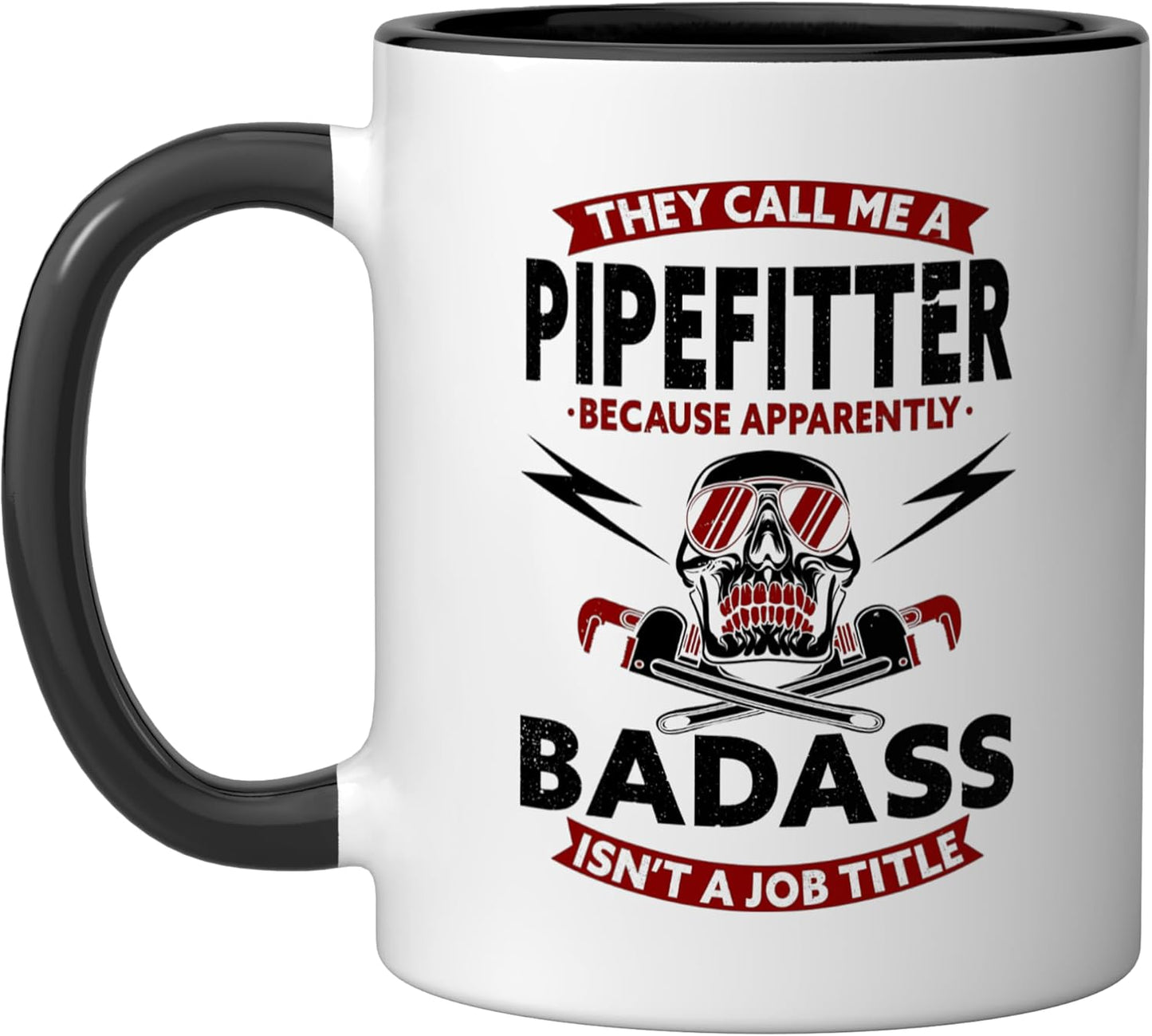 Taza de cerámica para soldador pipefitter negra/blanca