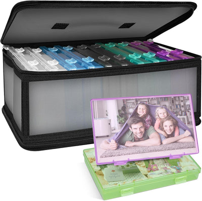Caja fotos 10 estuches 4x6pulg resistente agua con etiqueta
