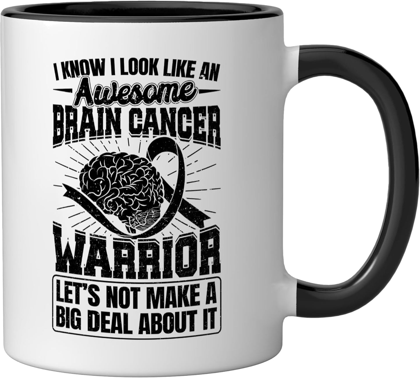 Taza cerámica para luchar contra el tumor cerebral, negro/blanco