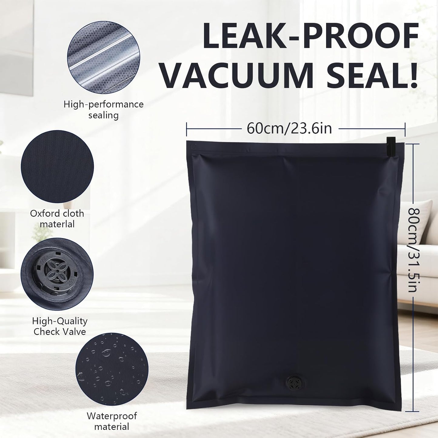 Set 6 bolsas al vacío para ropa y equipaje reutilizables