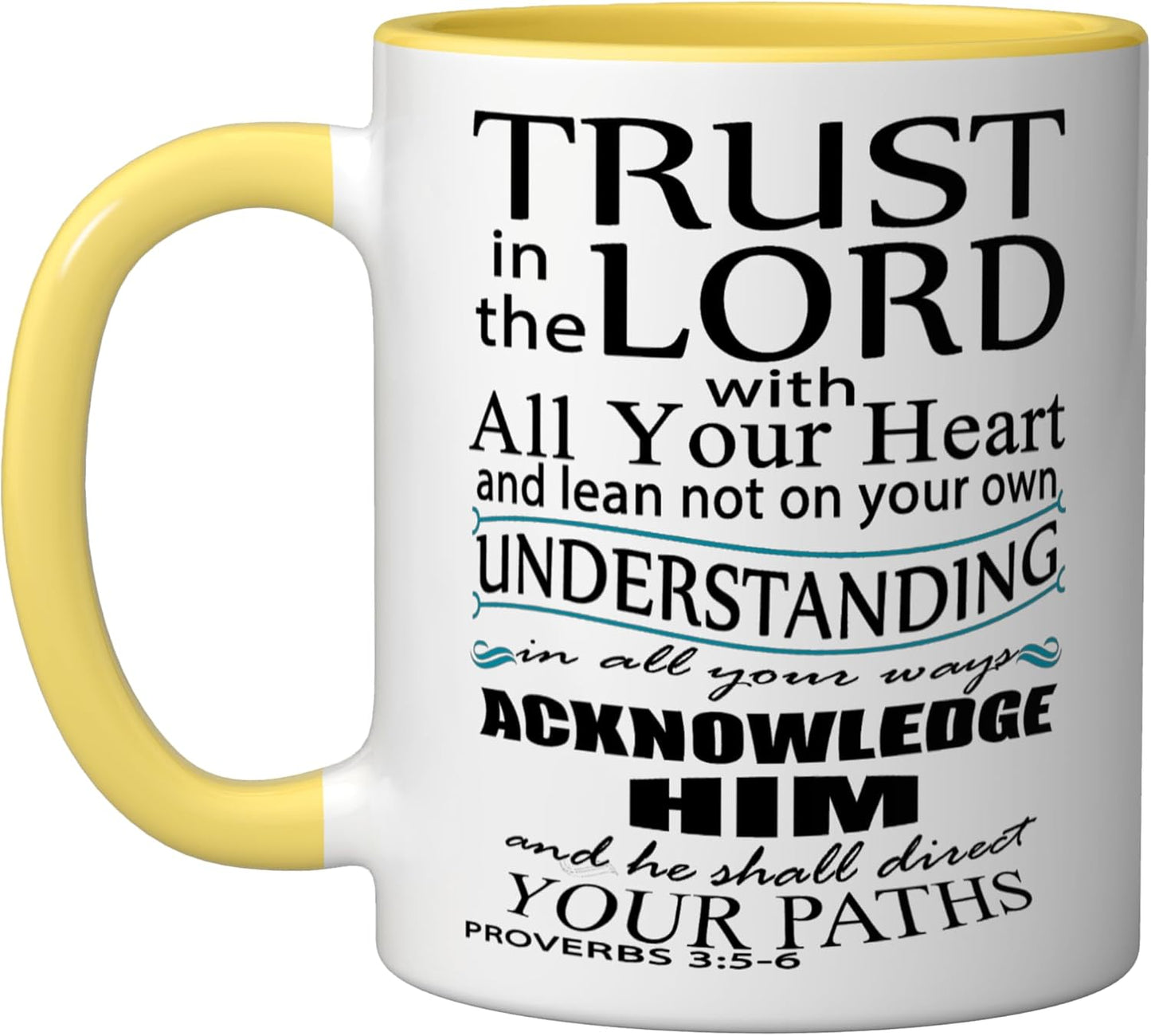 Taza Cerámica Proverbios 3:5-6 Encuentro Amarillo/Blanco