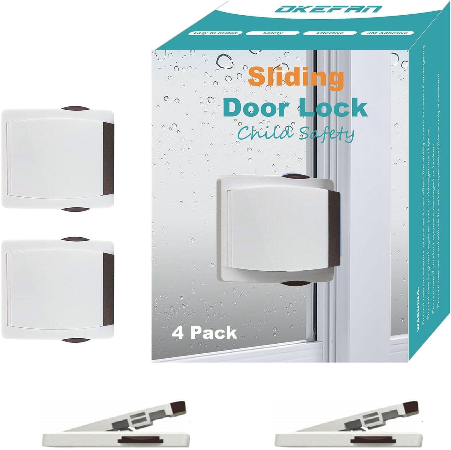 Pack 4 Cerraduras Puerta Corredera Niños Marrón