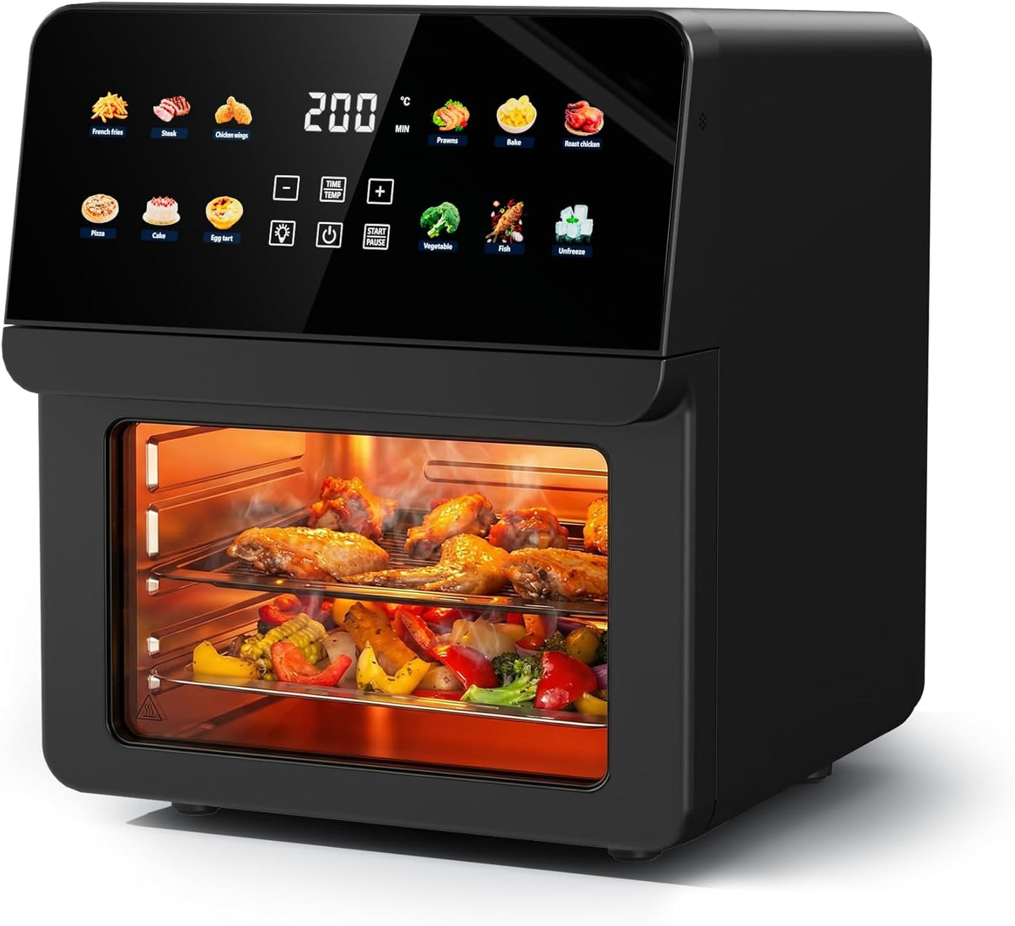 Horno freidora aire 12qt 8en1 con 2 rejillas para hornear