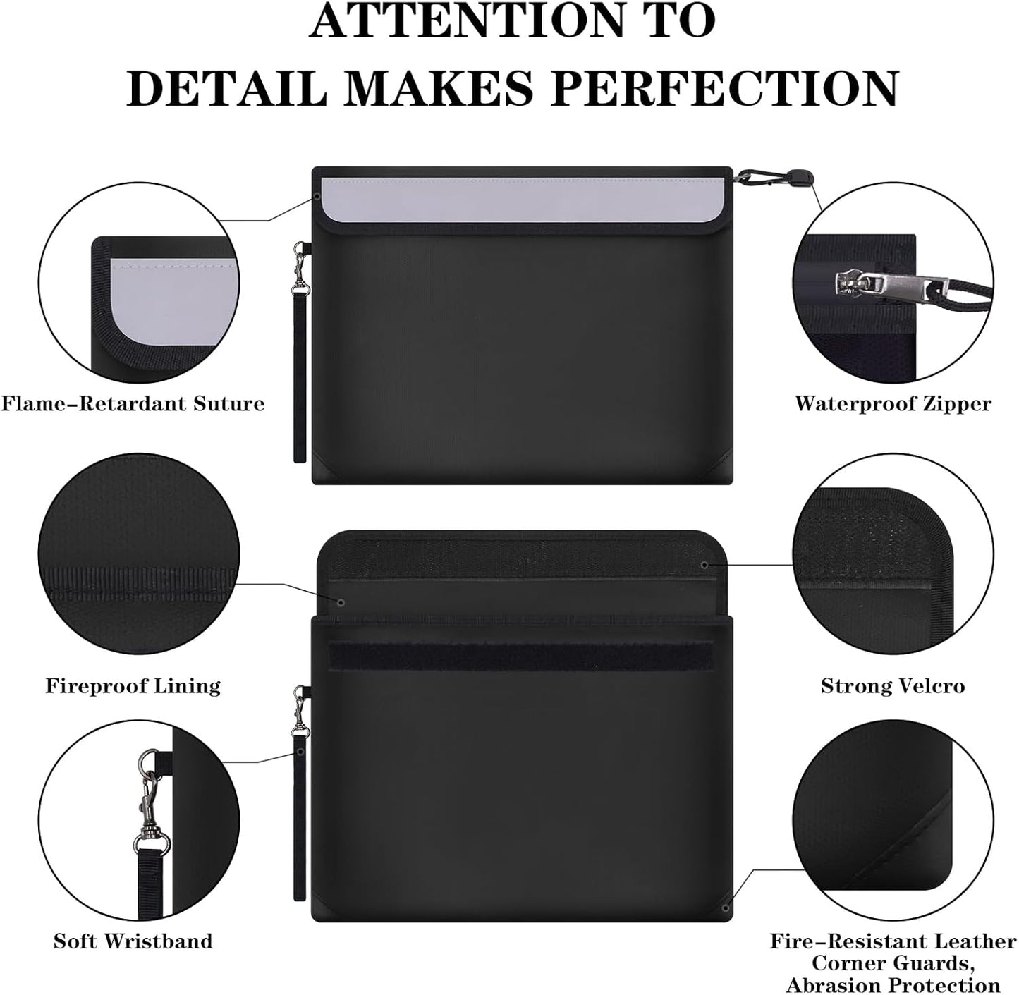 Bolsa documentos ignífuga con cremallera 13.3x10.3pulg
