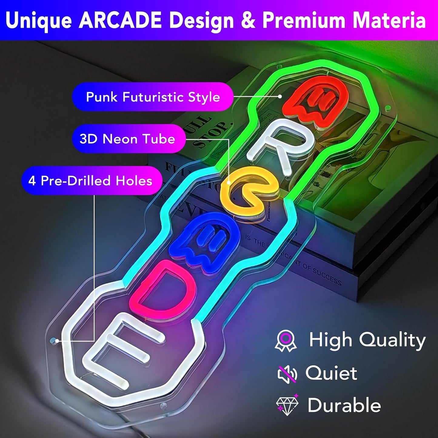 Letrero neón LED regulable USB para salas de juegos y dormitorios
