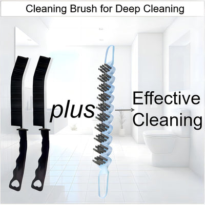 Cepillo grietas cerdas duras baño cocina 3uds negro azul