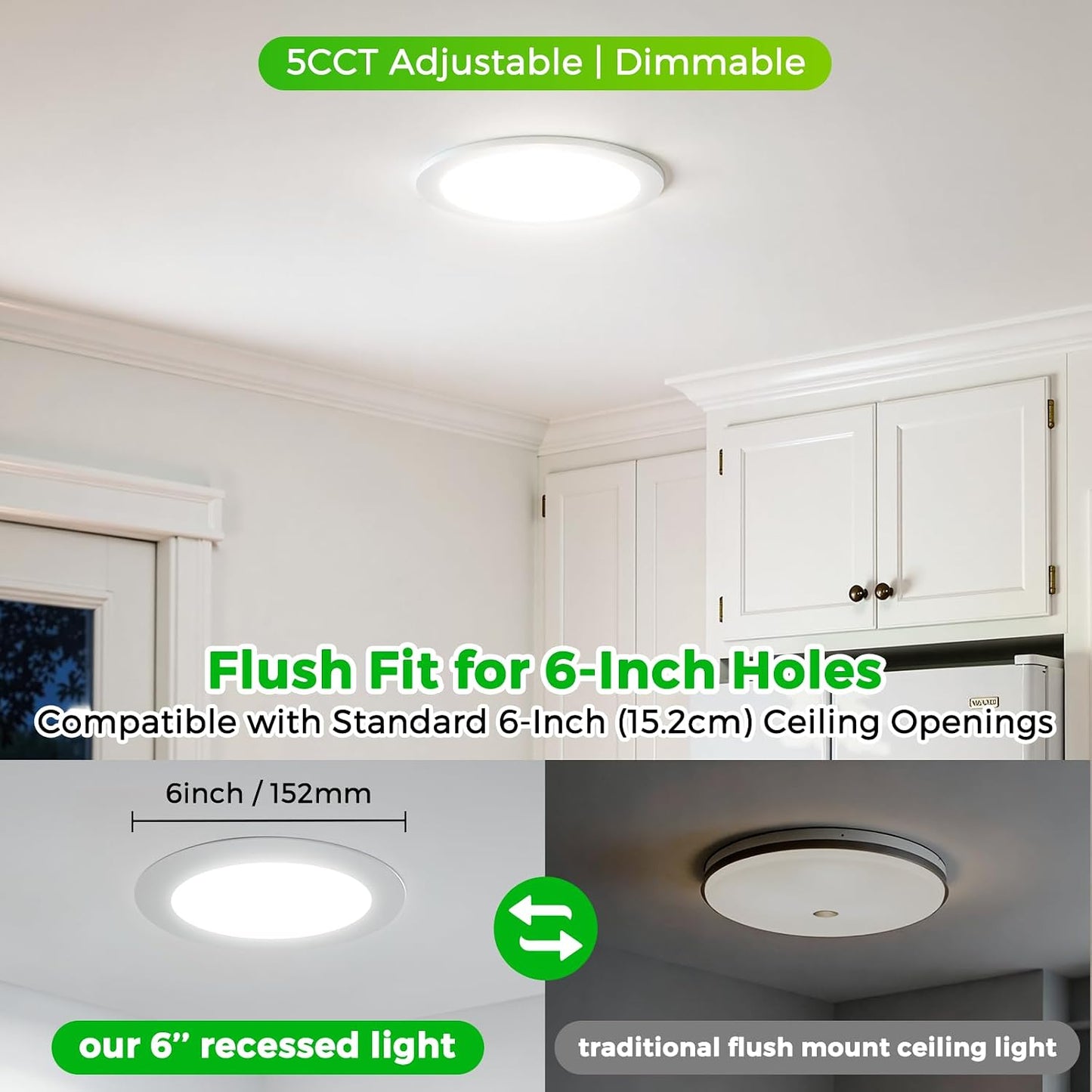 12 Luces LED Empotrables 6pulg 2700K-6000K
