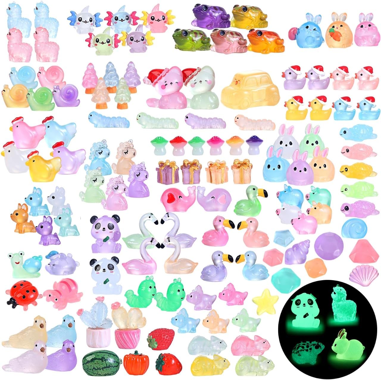 130 Pzas Figuras Luminosas Resina Animales Mini Jardín de Hadas