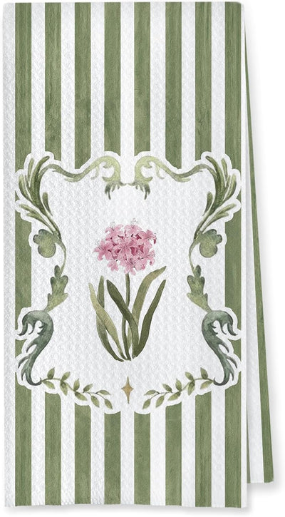 Toallas cocina florales hortensias rosas salvia blanco 16x24pulg
