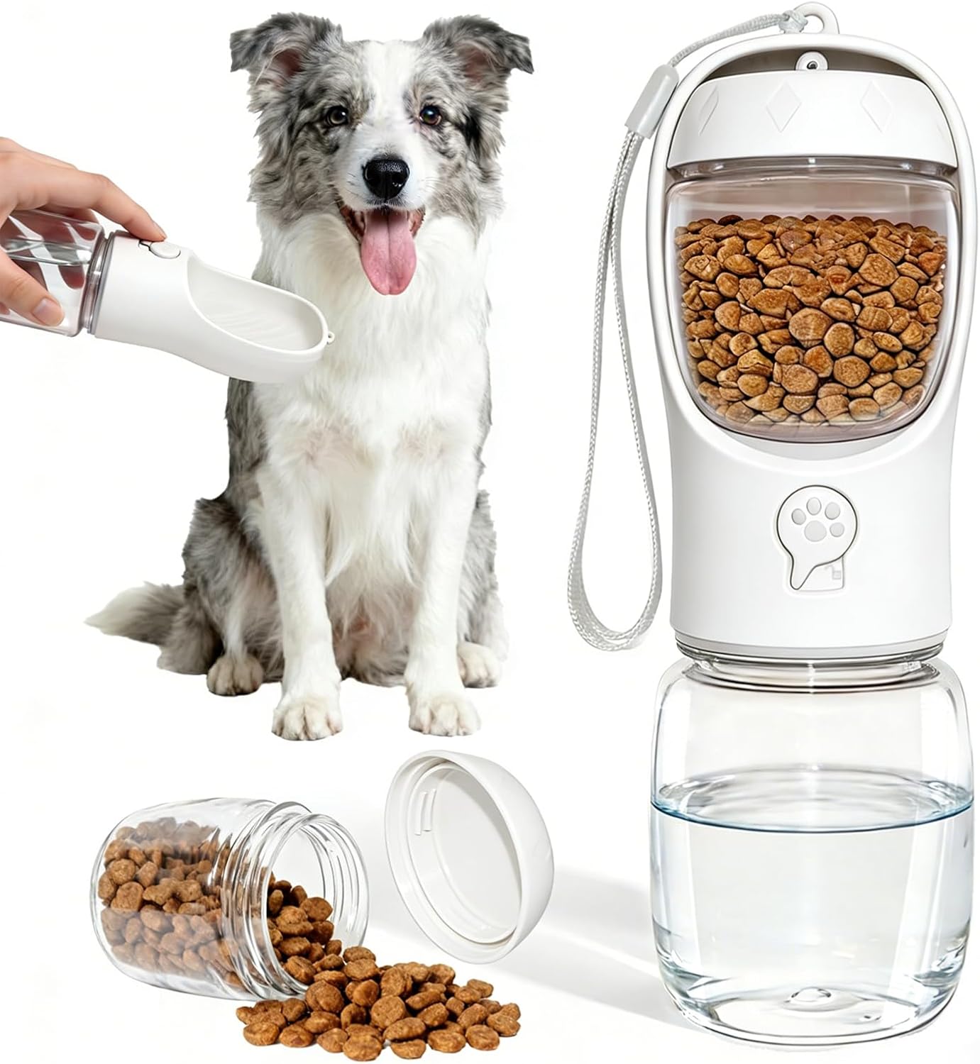Botella agua perros portátil con recipiente alimento mascotas