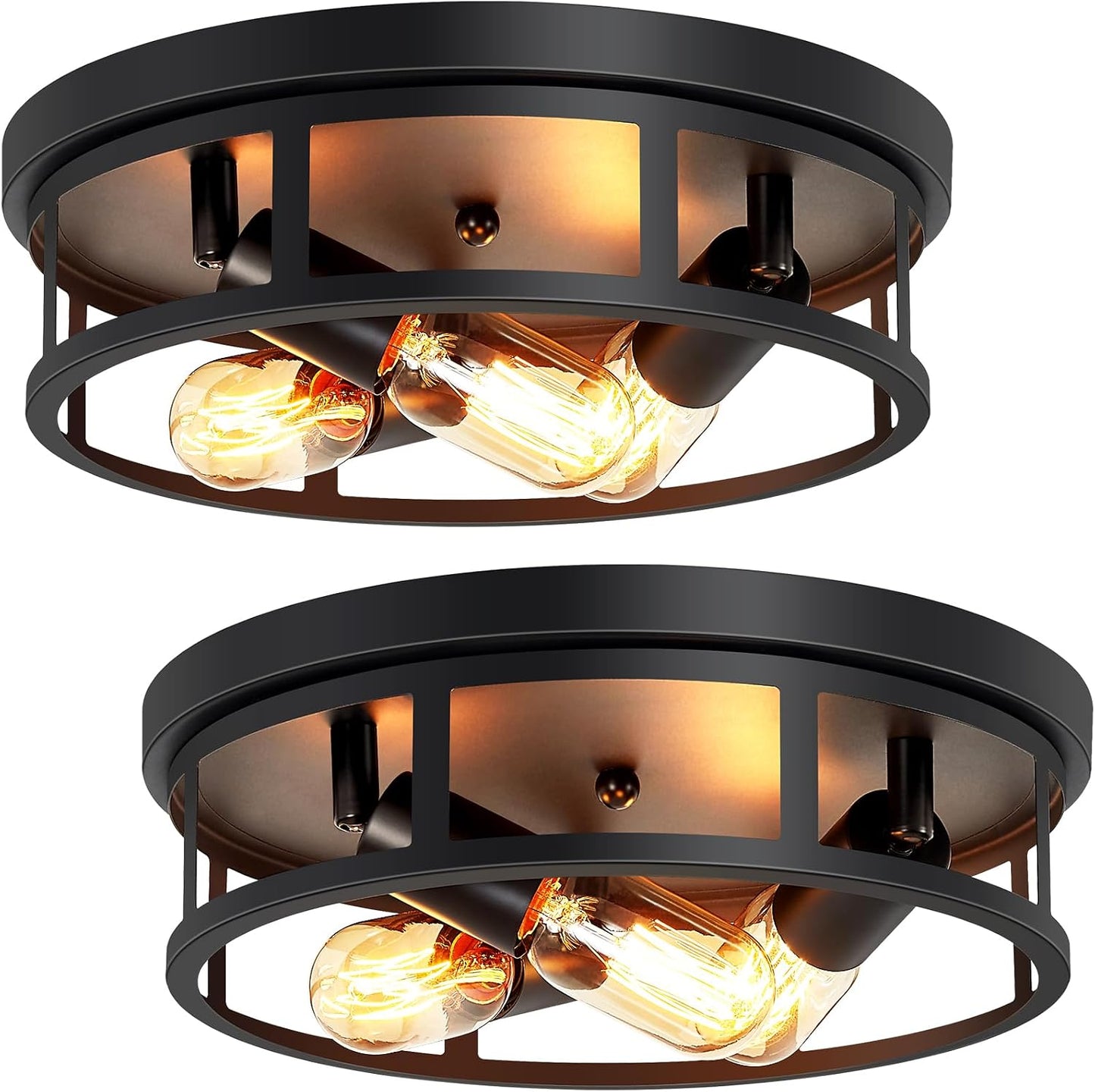 2 Luces Techo Rústicas E26 Negro para Cocina Pasillo