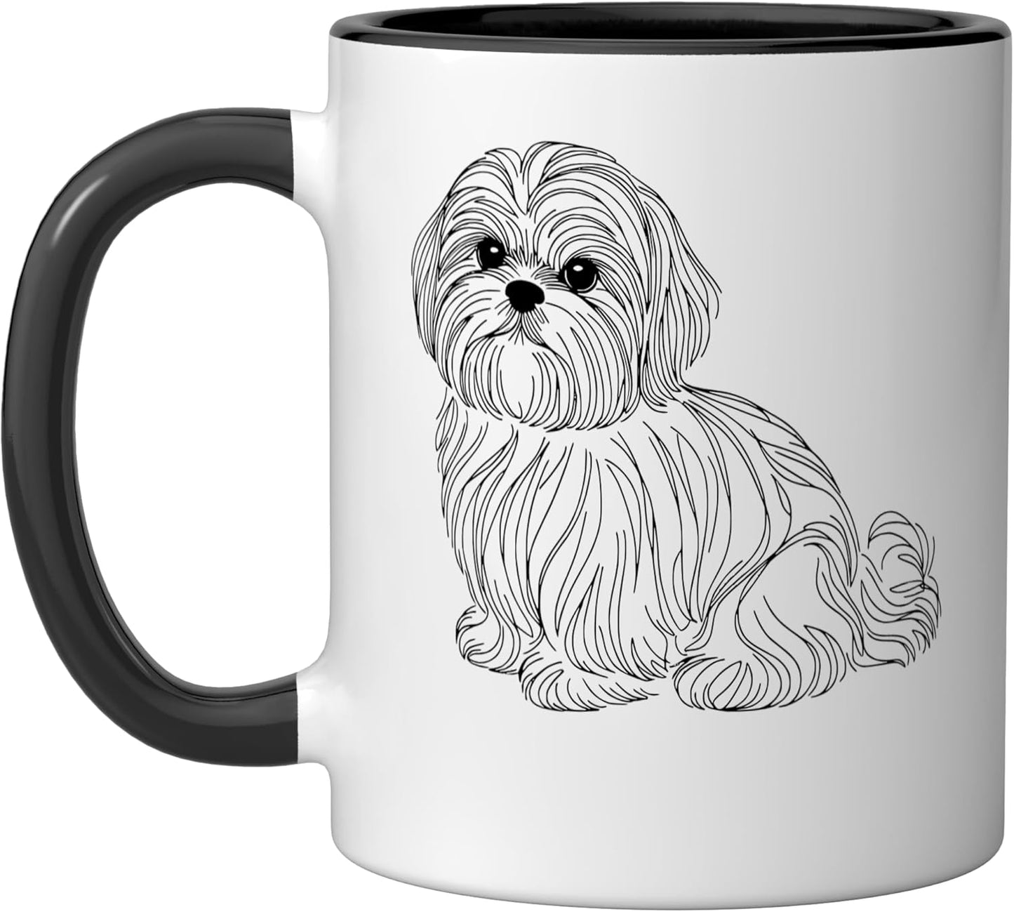 Taza Cerámica Amante Perros Shih Tzu Negro Blanco