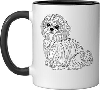 Taza Cerámica Amante Perros Shih Tzu Negro Blanco
