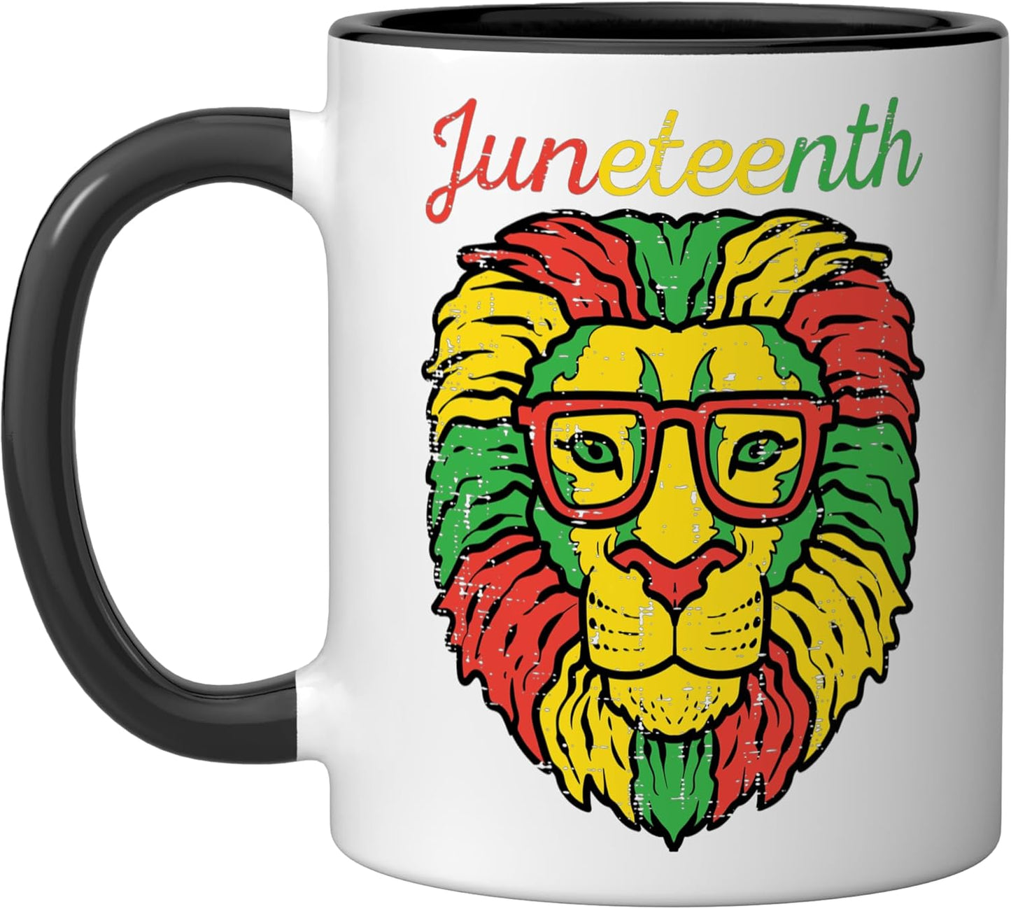 Taza cerámica Juneteenth Lion Head para adultos y niños en negro/blanco