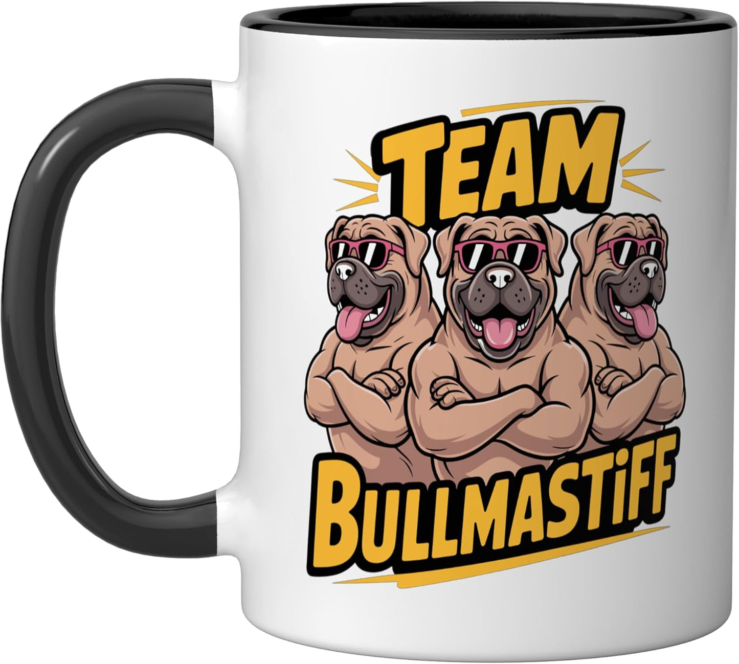 Taza cerámica para perros guardianes grandes estilo cartoon negro/blanco