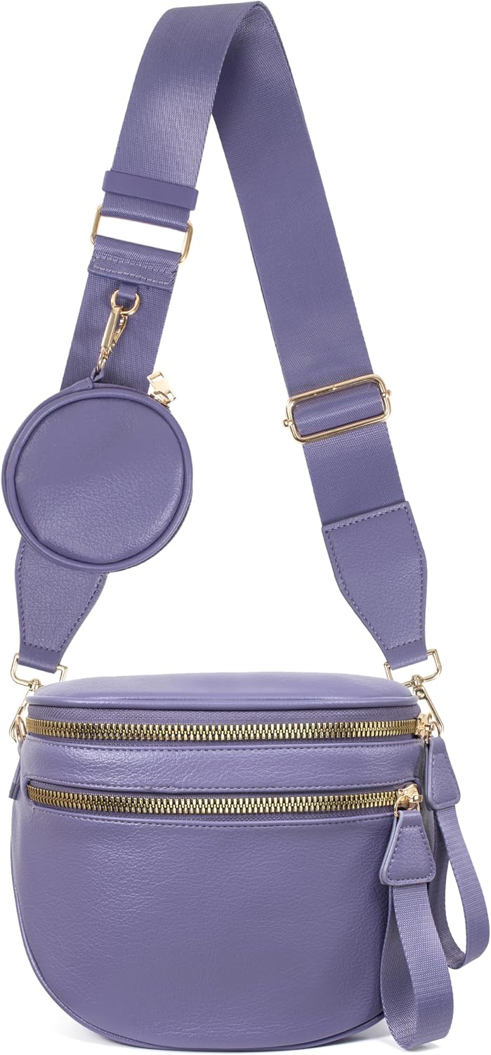 Bolso bandolera cuero mujer correa ajustable púrpura