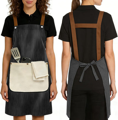 Delantal impermeable con bolsillos y 2 toallas, talla grande para chefs