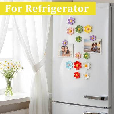 Imanes de flores 3D coloridos para refrigerador y pizarra