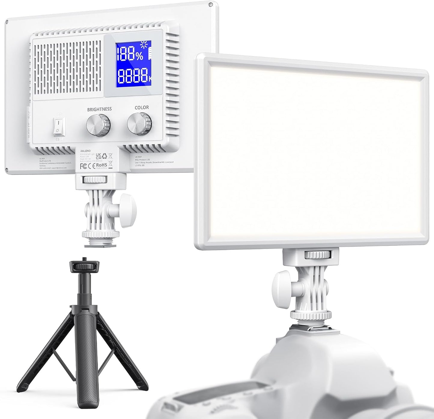 Luz LED cámara CRI95 USB tipo C batería 4000mAh