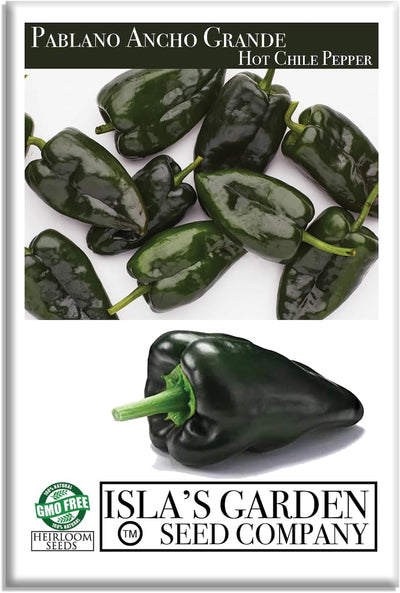 Semillas pimiento poblano ancho grande 50+ sin OMG sabor ahumado