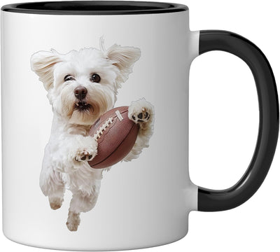Taza cerámica para fútbol Maltese Football negra/blanca