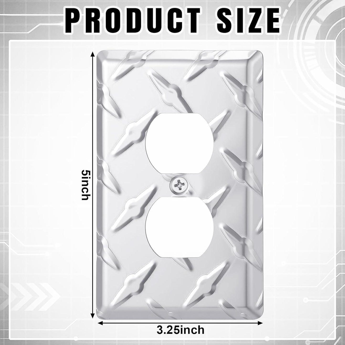 2 Cubiertas Salida Placa Diamante Aluminio Plateado