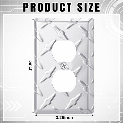 2 Cubiertas Salida Placa Diamante Aluminio Plateado