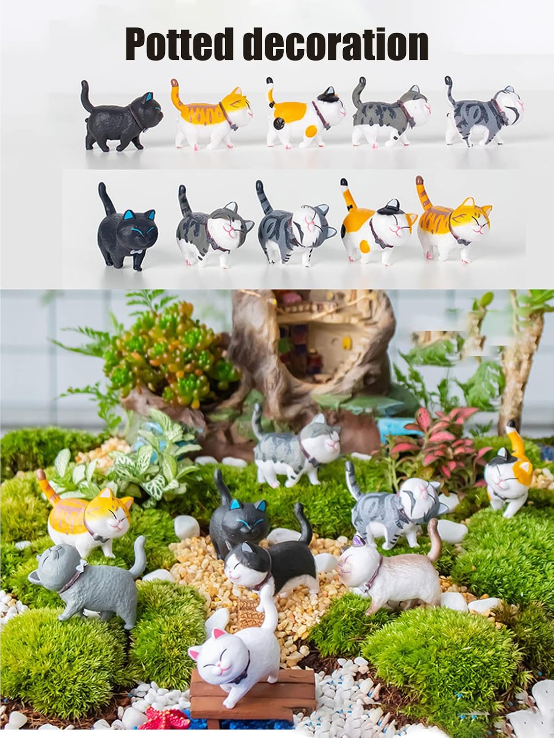 9 Pzas Figuritas Gatos Jardín Hadal Lindos Regalo Navidad