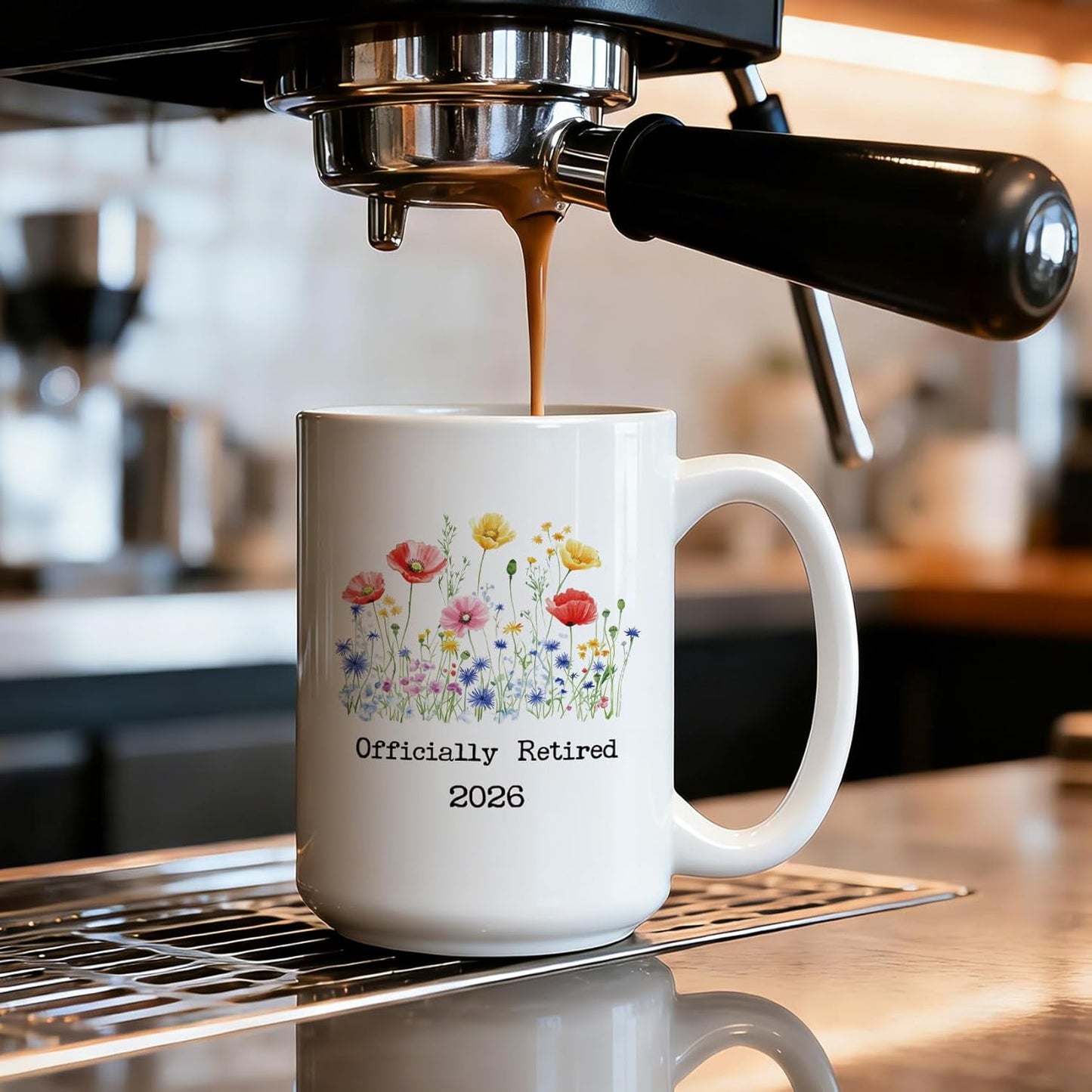 Taza de jubilación para mujer con diseño floral 2026