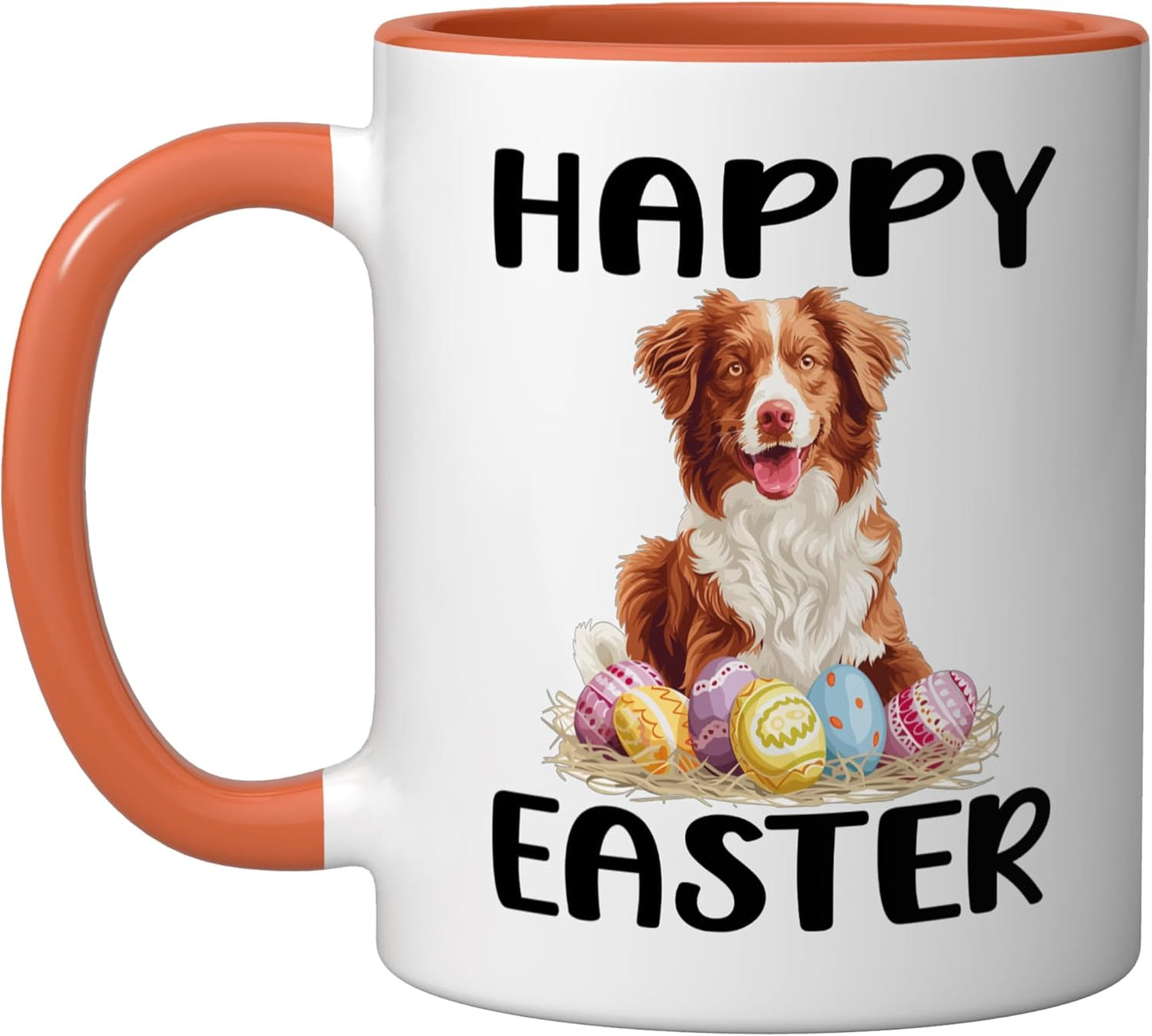 Taza Cerámica Pascua Perro Tolling Orange/Blanco